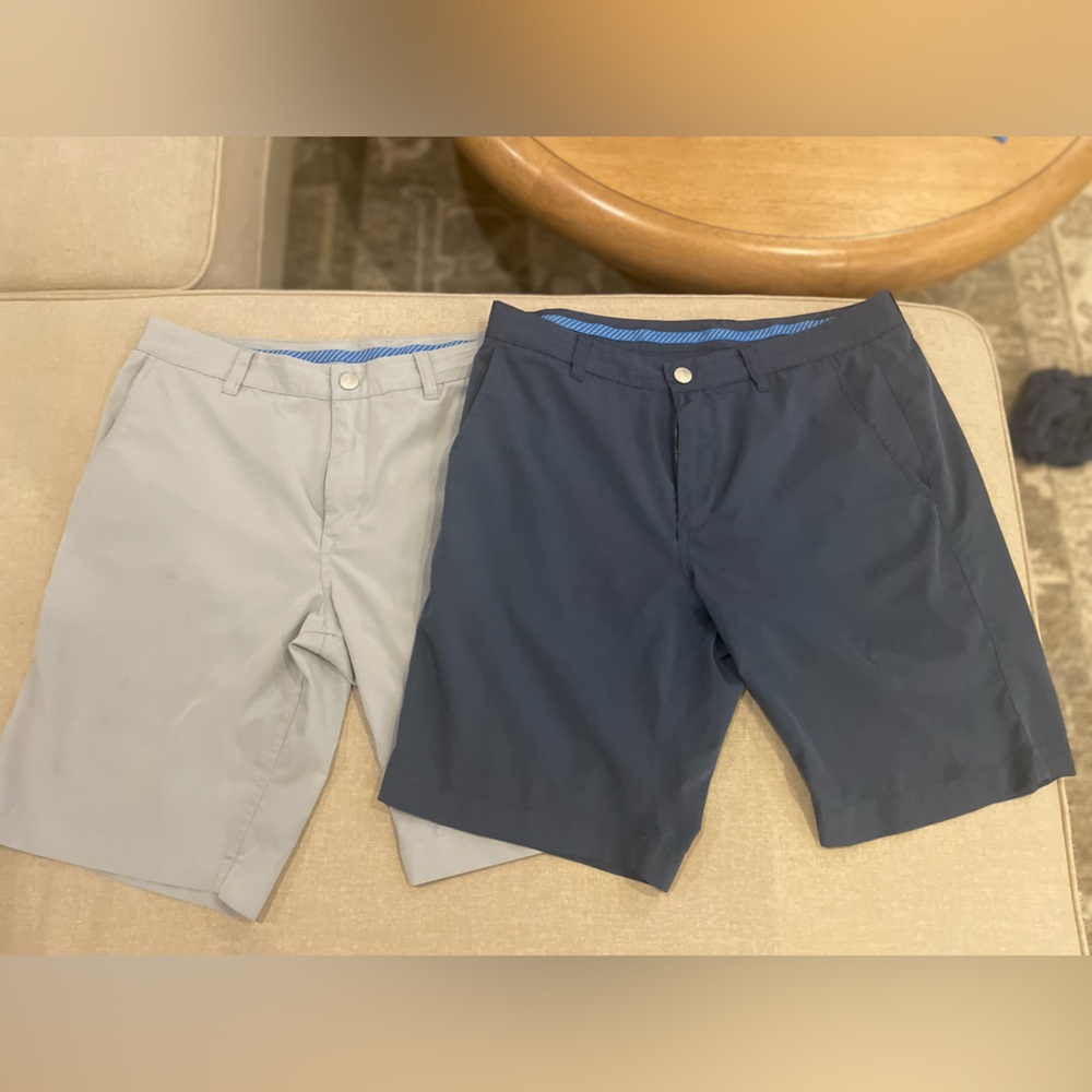 2 Bonobos Men's Navy and Gray Flat Front Shorts 32